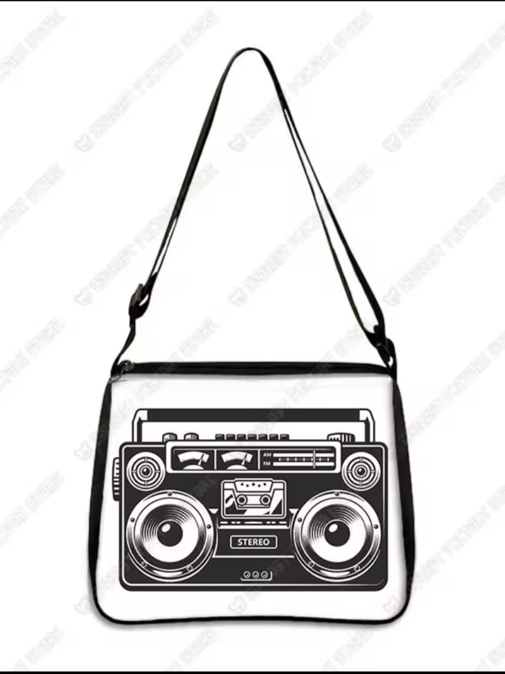 Vintage Boombox Crossbody Bag - Black and White